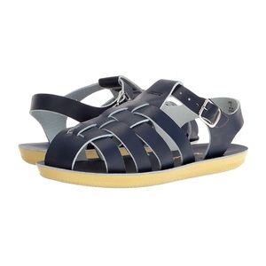 Navy Salt Water Sharks Leather Sandals by Hoy Shoes Toddler Size 5